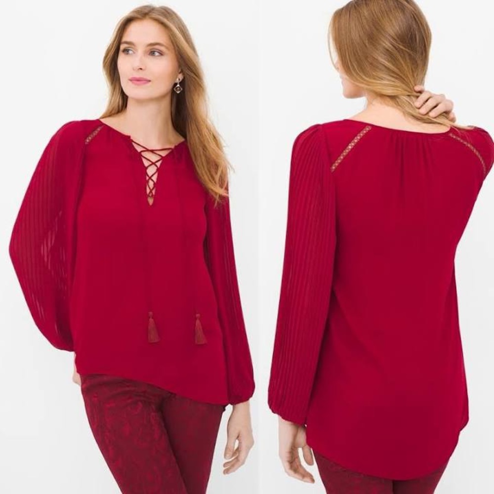 White House Black Market Lena pleat blouse